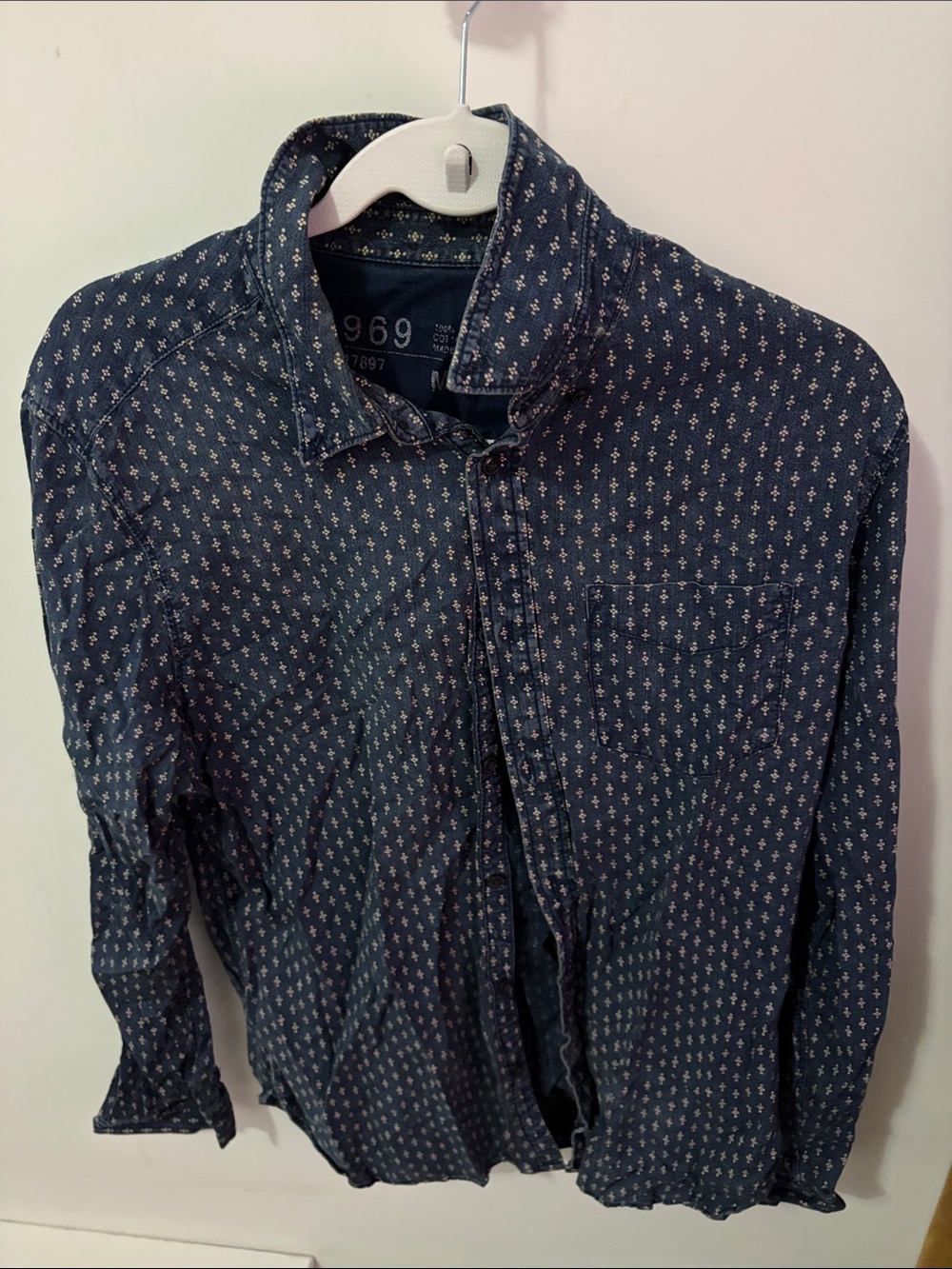 Cotton On Navy Micro-Print Men's Button-Down Shirt